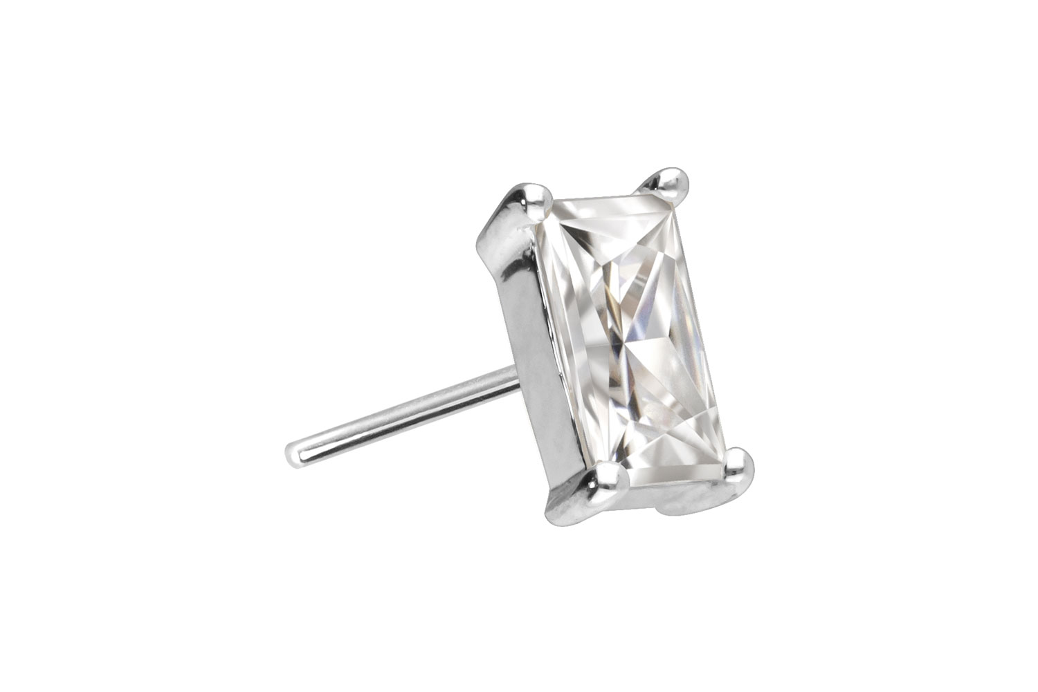 14 Karat Gold Aufsatz mit Titan Push Pin MOISSANIT-RECHTECK von Piercingline